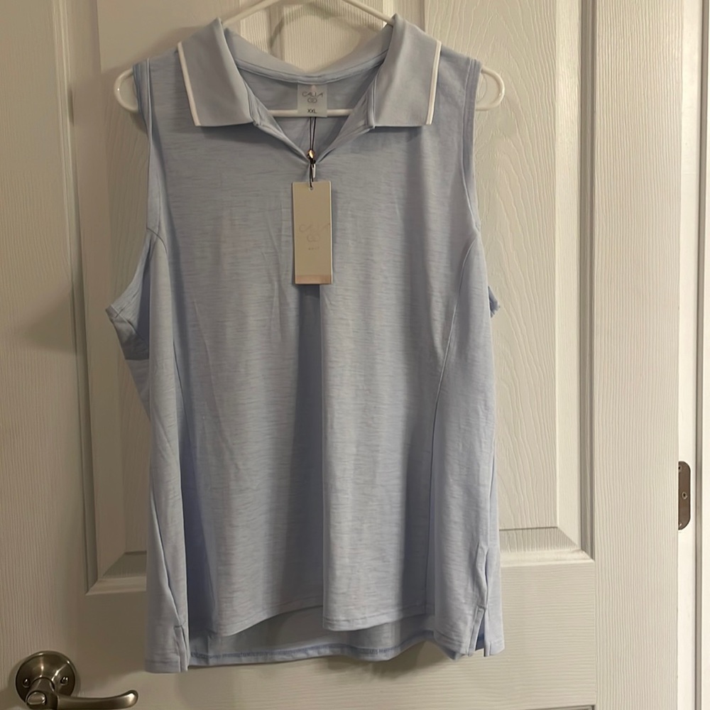CALIA by Carrie Underwood Light Blue Sleeveless Polo